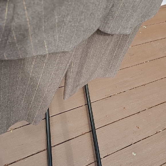 Elegant Womens Pants Suit 18W Brown Pinstripe Lined Double Breast Career Office - Picture 10 of 16
